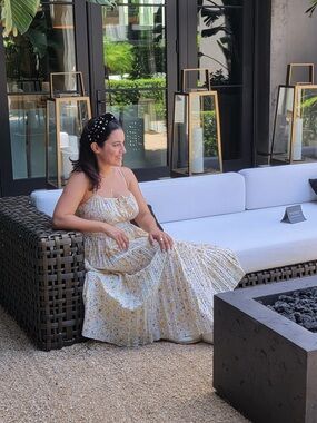 J. Crew Cream Floral Smocked Midi Dress